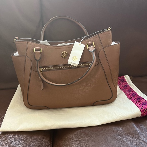 NWT Tory Burch Frances Satchel color Bark - Picture 1 of 7